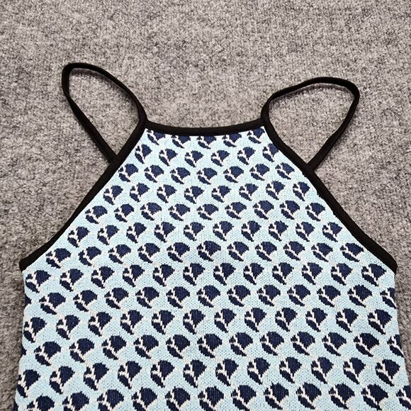 Zara Blue Knit Jacquard Y2K Midi Tank Dress Bodycon Sleeveless Blue size XS - Picture 4 of 12